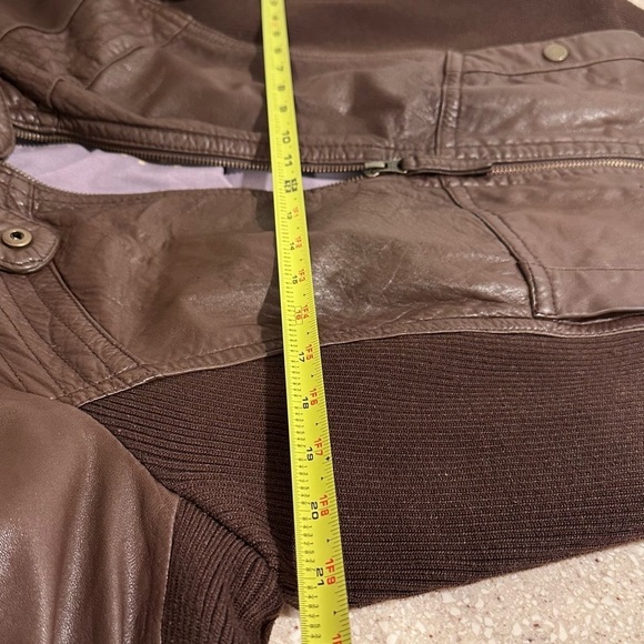 Anthropologie Idra Brown Bomber Leather Jacket Floral Lining Large - Picture 11 of 16